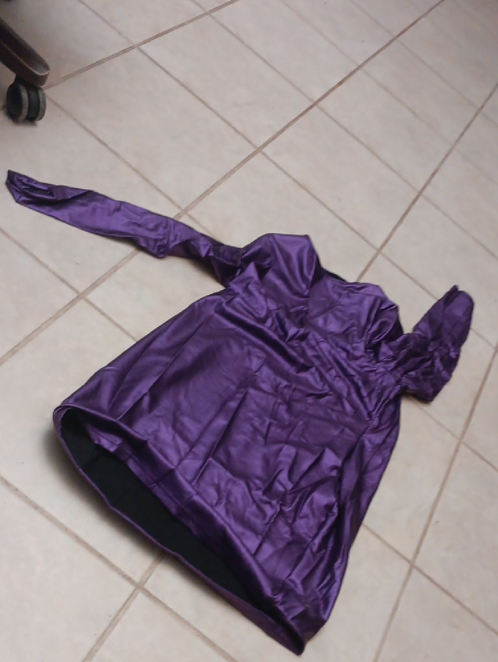 SHEIN Purple Satin Faux Leather Midi Dress